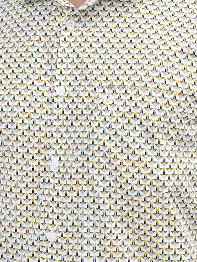 Printed Off White Shirt-Men Shirts-Crimsoune Club