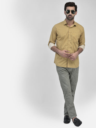 Printed Mustard Shirt-Men Shirts-Crimsoune Club