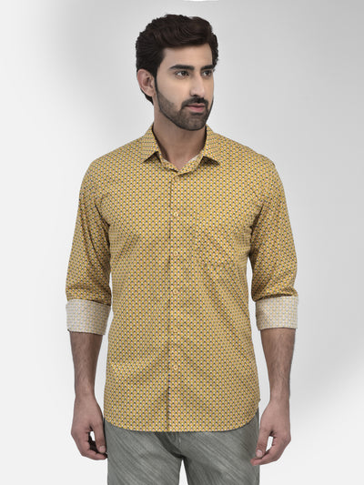 Printed Mustard Shirt-Men Shirts-Crimsoune Club
