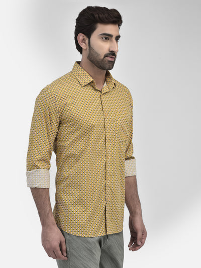 Printed Mustard Shirt-Men Shirts-Crimsoune Club