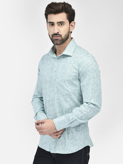 Floral Blue Shirt-Men Shirts-Crimsoune Club