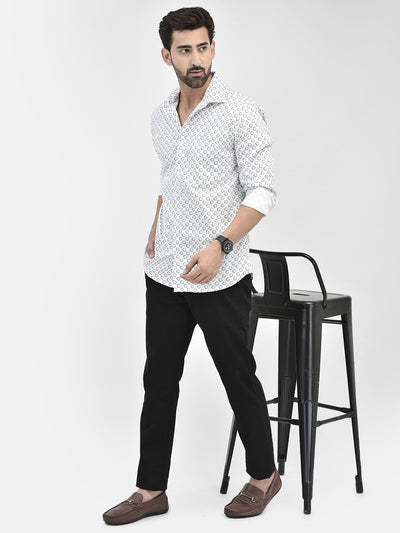Printed White Shirt-Men Shirts-Crimsoune Club