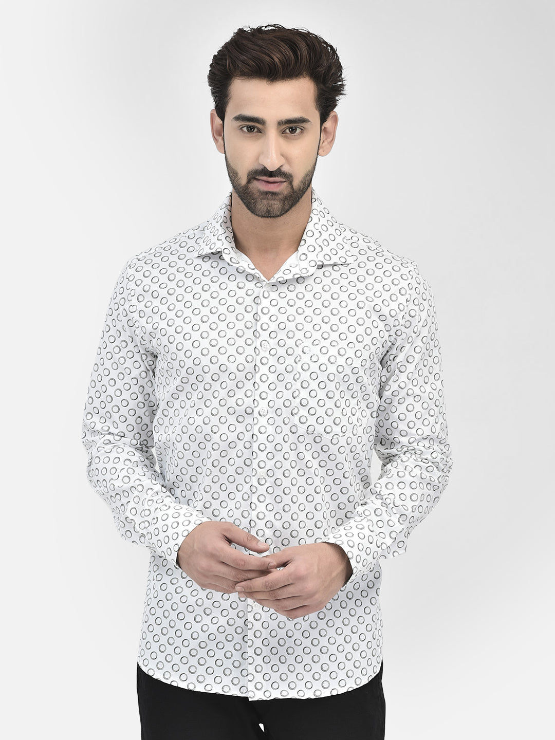 Printed White Shirt-Men Shirts-Crimsoune Club