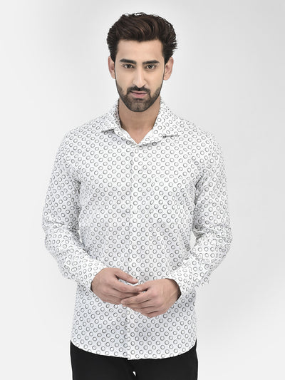 Printed White Shirt-Men Shirts-Crimsoune Club
