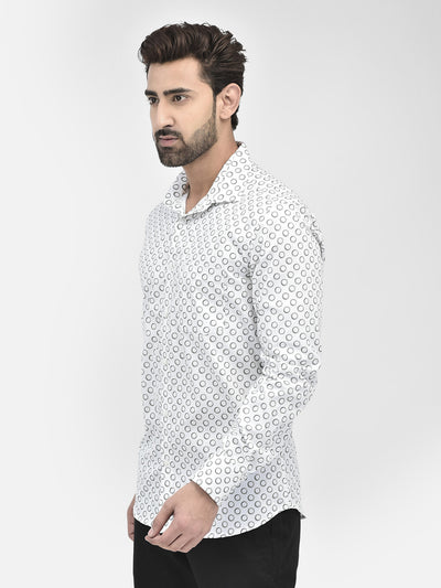 Printed White Shirt-Men Shirts-Crimsoune Club