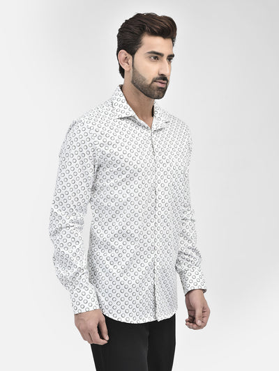 Printed White Shirt-Men Shirts-Crimsoune Club