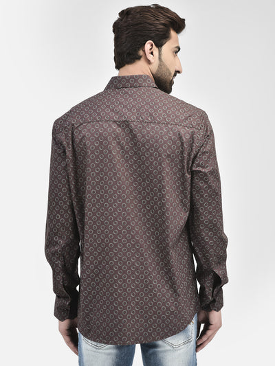 Printed Brown Shirt-Men Shirts-Crimsoune Club