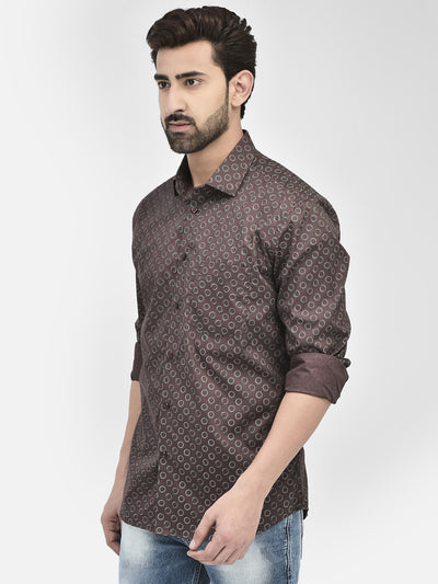 Printed Brown Shirt-Men Shirts-Crimsoune Club