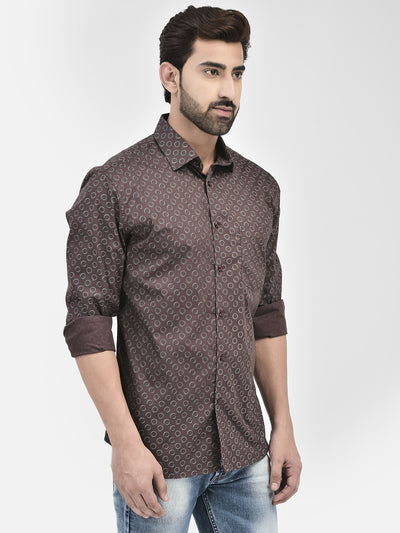 Printed Brown Shirt-Men Shirts-Crimsoune Club