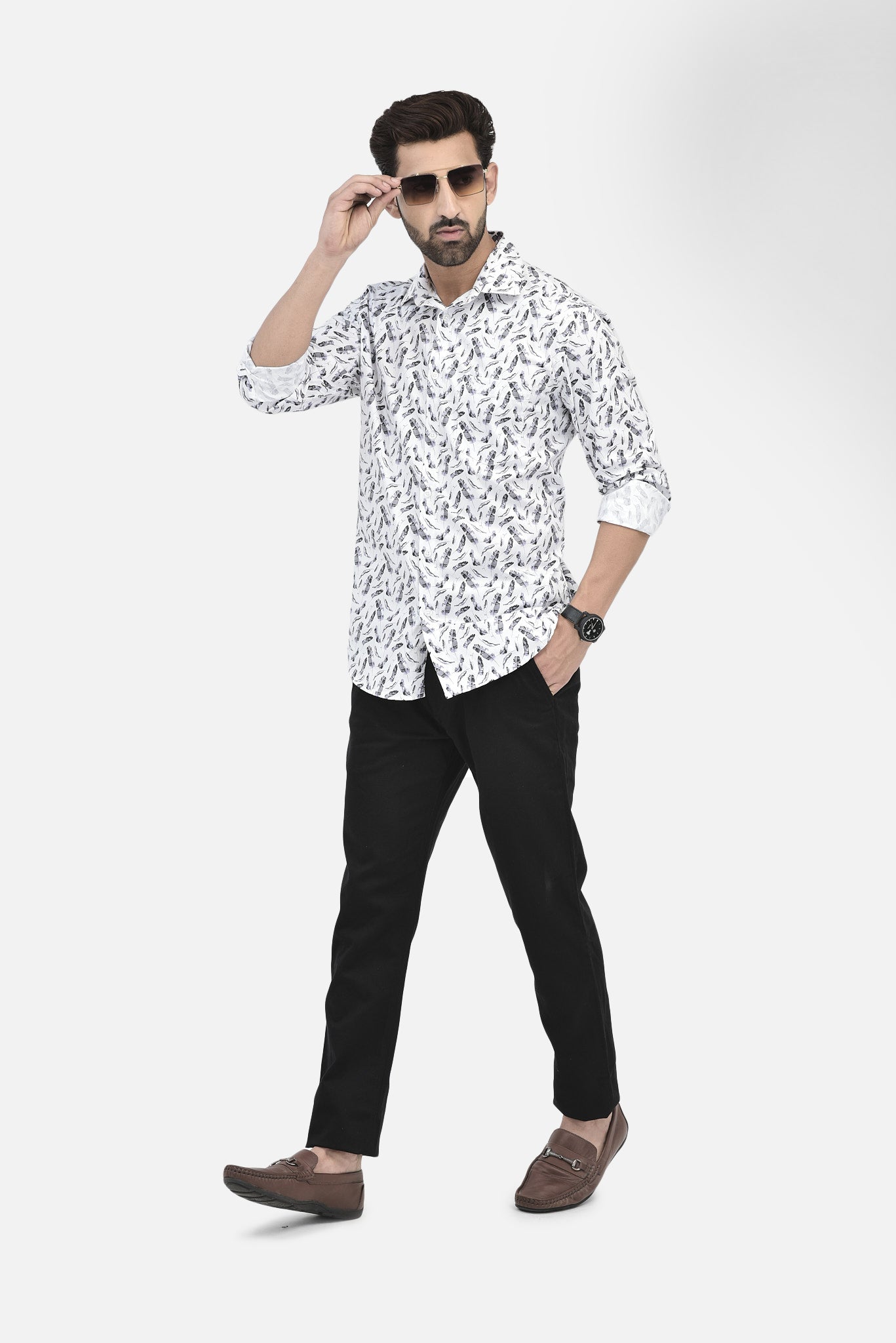 Floral Grey Shirt-Men Shirts-Crimsoune Club