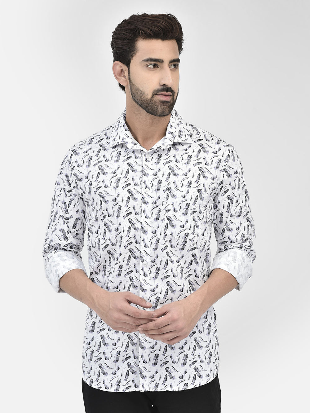 Floral Grey Shirt-Men Shirts-Crimsoune Club