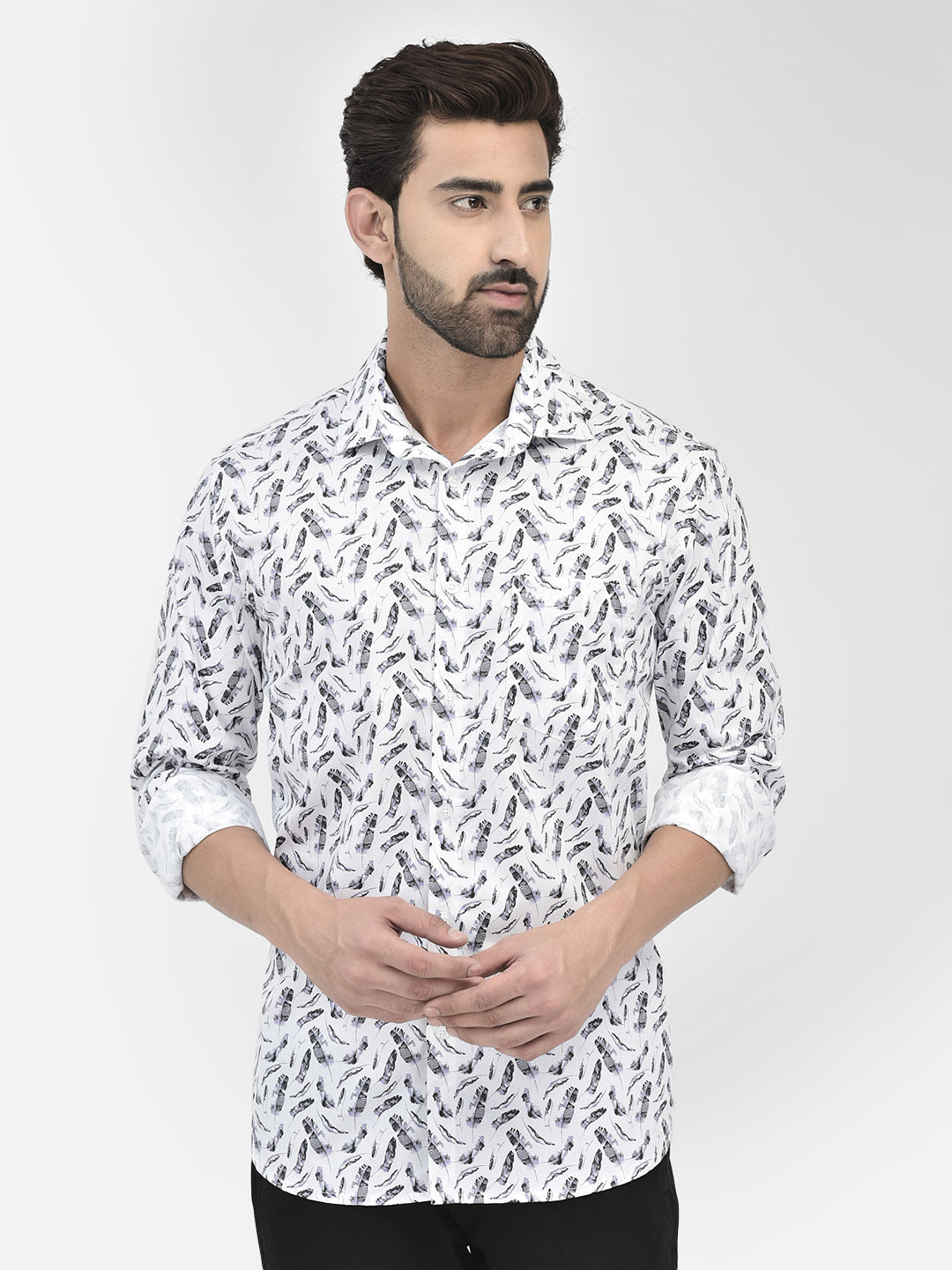 Floral Grey Shirt-Men Shirts-Crimsoune Club