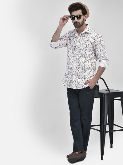 Floral Beige Shirt-Men Shirts-Crimsoune Club