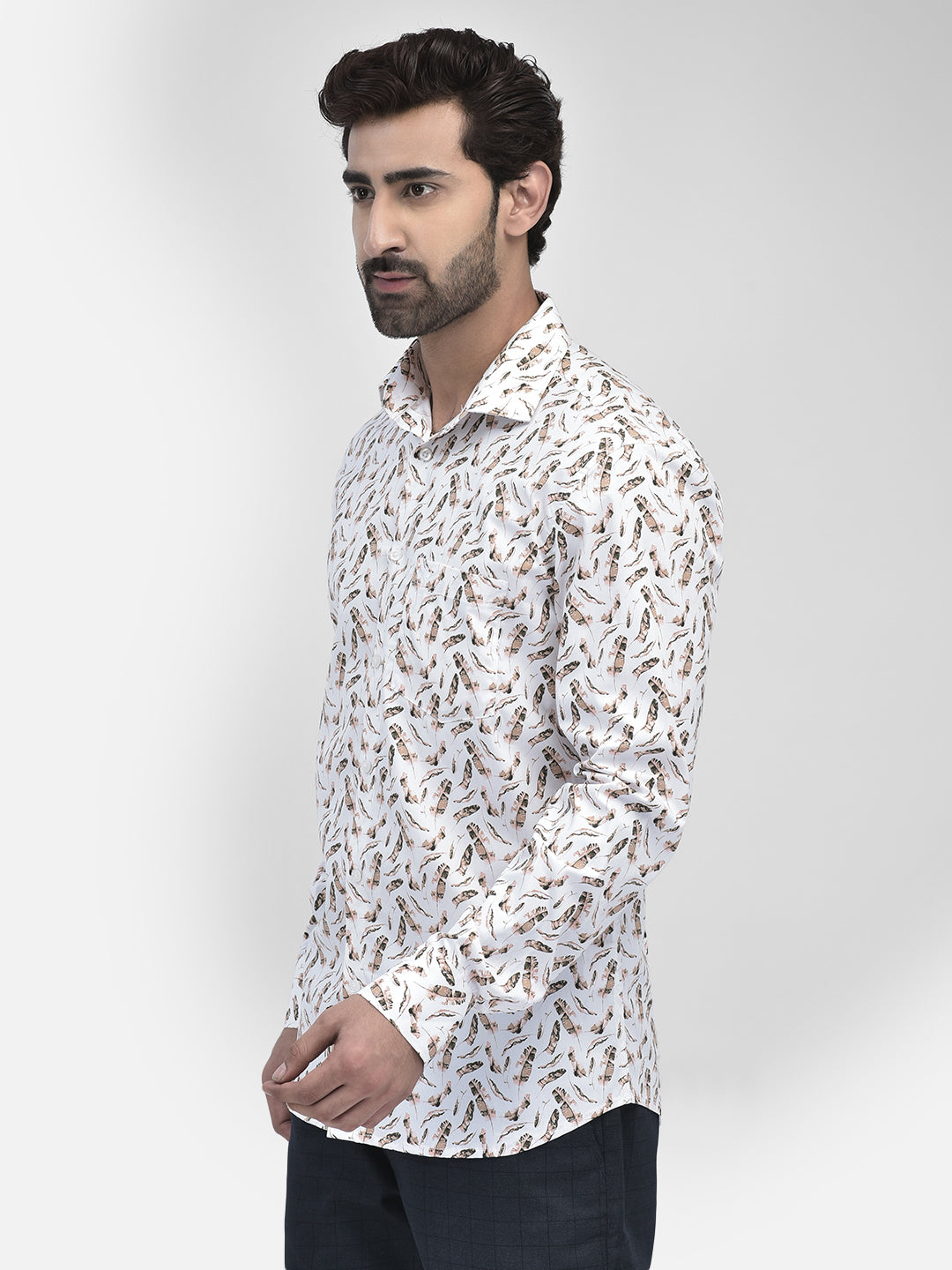Floral Beige Shirt-Men Shirts-Crimsoune Club