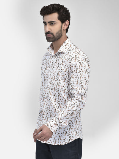 Floral Beige Shirt-Men Shirts-Crimsoune Club