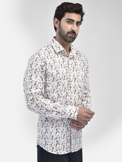 Floral Beige Shirt-Men Shirts-Crimsoune Club