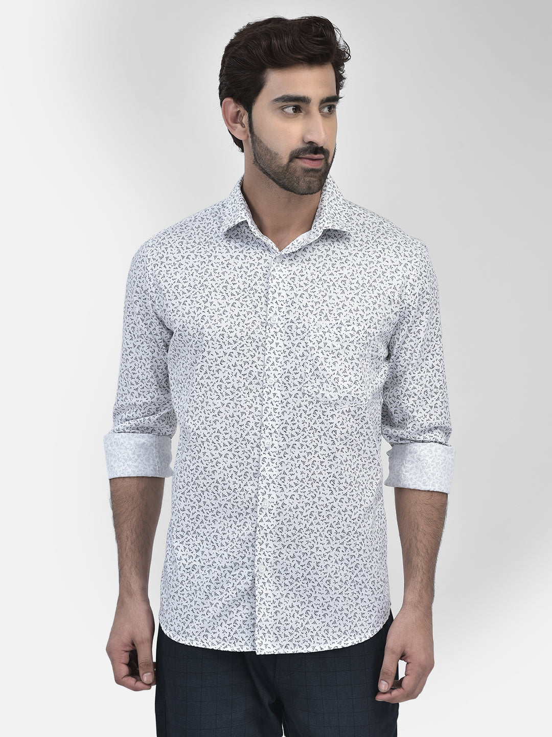 Floral White Shirt-Men Shirts-Crimsoune Club
