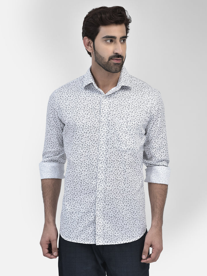 Floral White Shirt-Men Shirts-Crimsoune Club