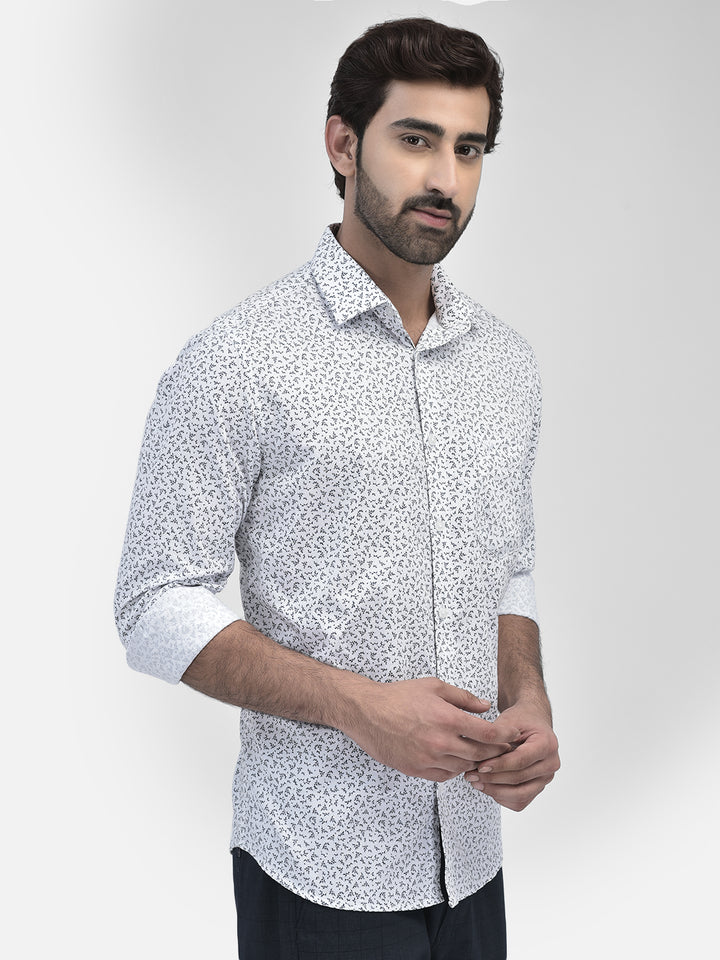 Floral White Shirt-Men Shirts-Crimsoune Club