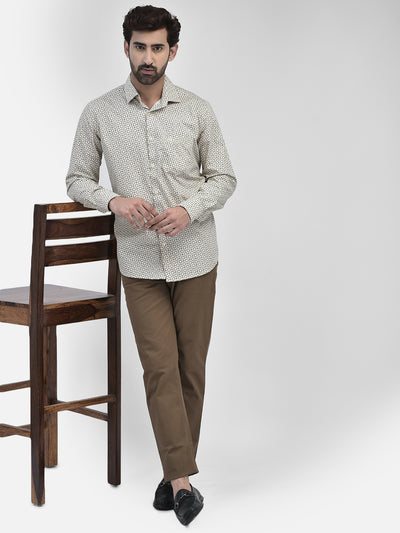 Printed Beige Shirt-Men Shirts-Crimsoune Club