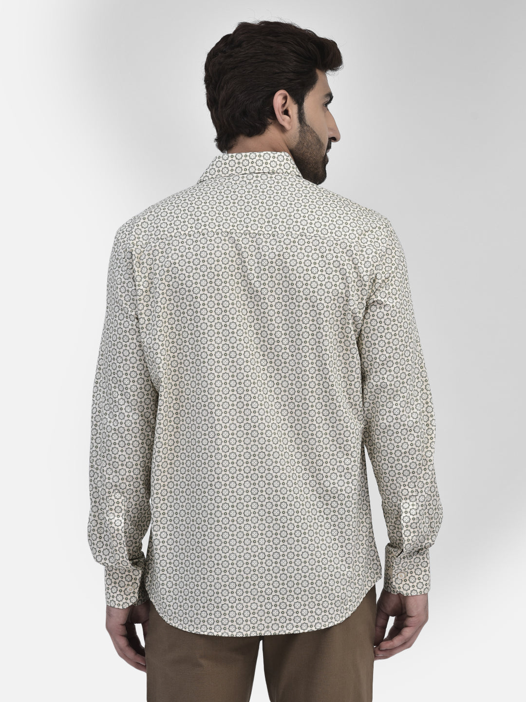 Printed Beige Shirt-Men Shirts-Crimsoune Club