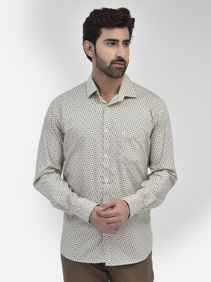Printed Beige Shirt-Men Shirts-Crimsoune Club