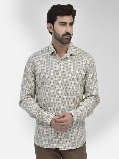 Printed Beige Shirt-Men Shirts-Crimsoune Club