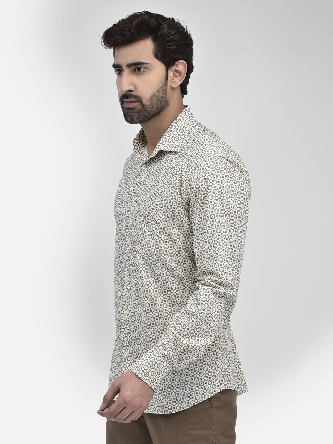 Printed Beige Shirt-Men Shirts-Crimsoune Club