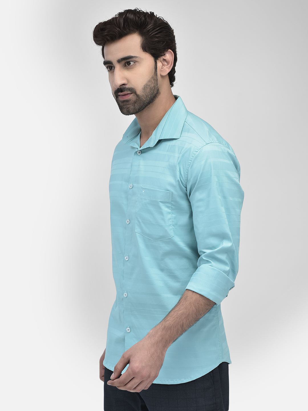 Striped Blue Shirt-Men Shirts-Crimsoune Club