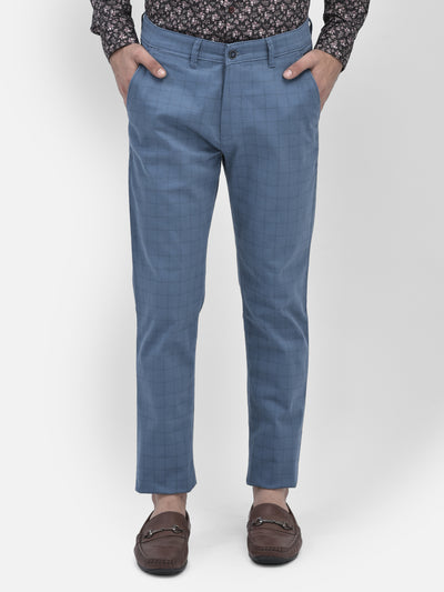 Printed Blue Trousers-Men Trousers-Crimsoune Club