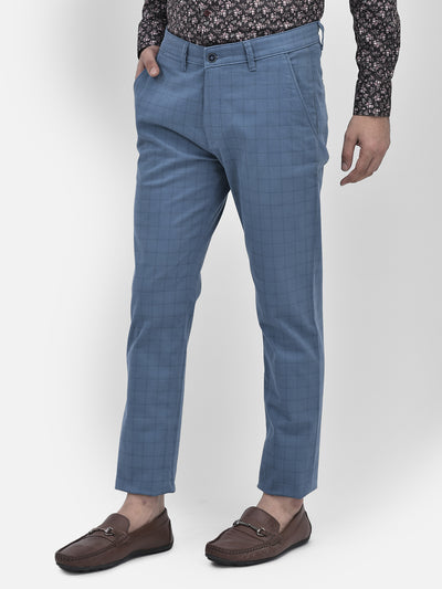 Printed Blue Trousers-Men Trousers-Crimsoune Club