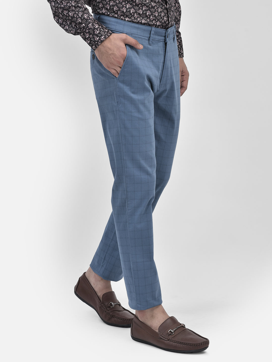 Printed Blue Trousers-Men Trousers-Crimsoune Club