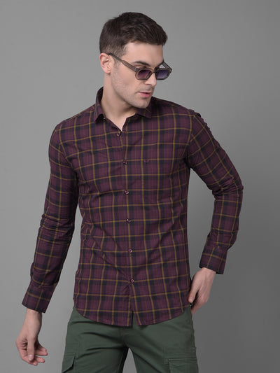 Brown Checked Shirt-Men Shirts-Crimsoune Club