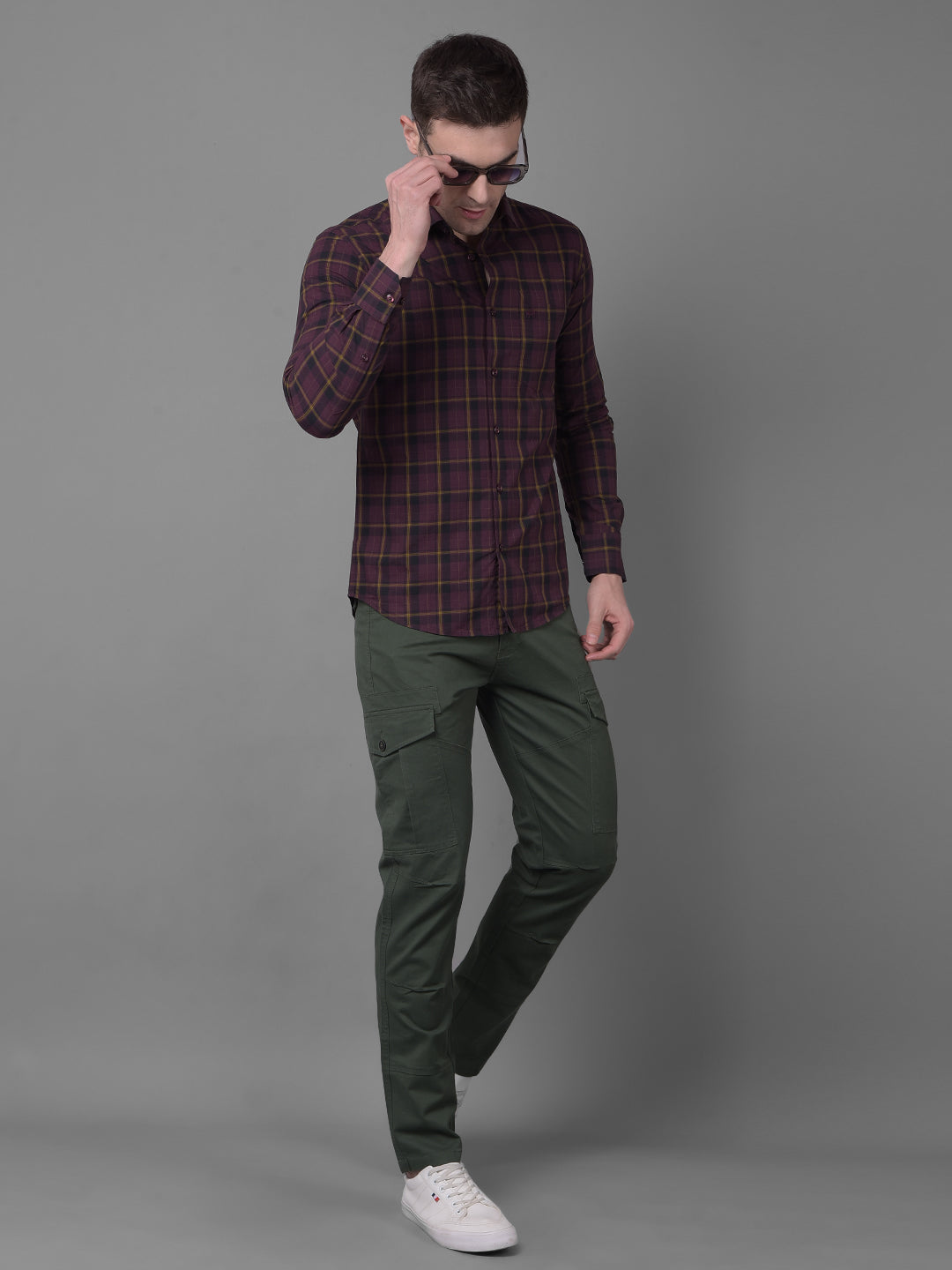 Brown Checked Shirt-Men Shirts-Crimsoune Club