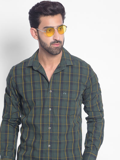 Olive Checked Shirt-Men Shirts-Crimsoune Club