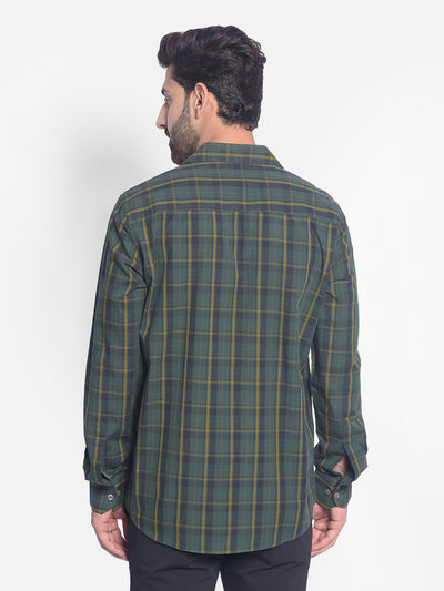 Olive Checked Shirt-Men Shirts-Crimsoune Club