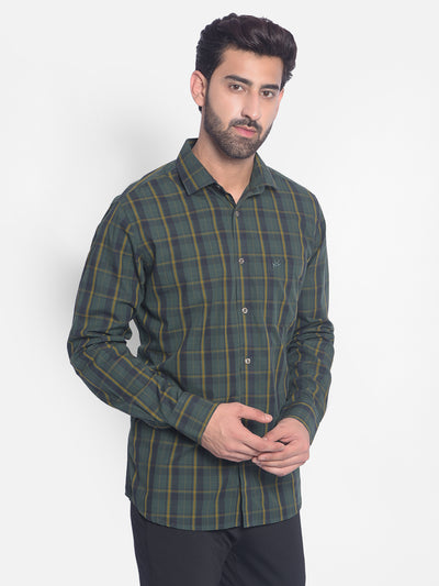 Olive Checked Shirt-Men Shirts-Crimsoune Club