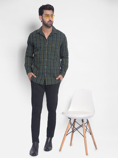 Olive Checked Shirt-Men Shirts-Crimsoune Club