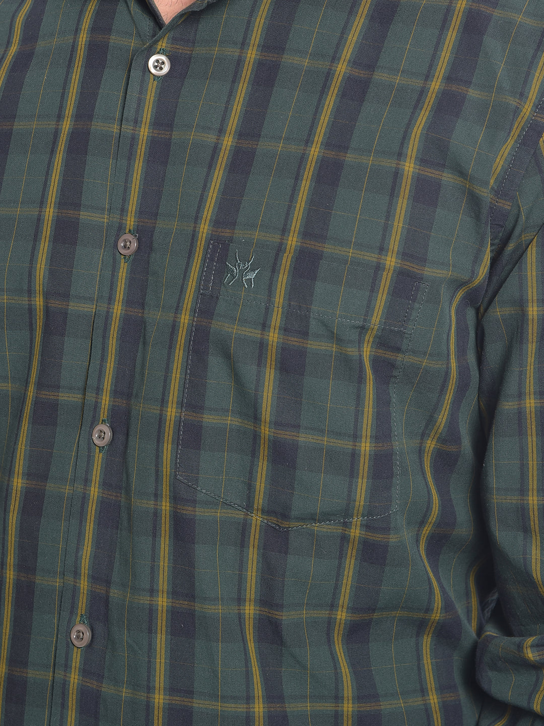 Olive Checked Shirt-Men Shirts-Crimsoune Club