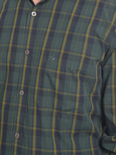 Olive Checked Shirt-Men Shirts-Crimsoune Club