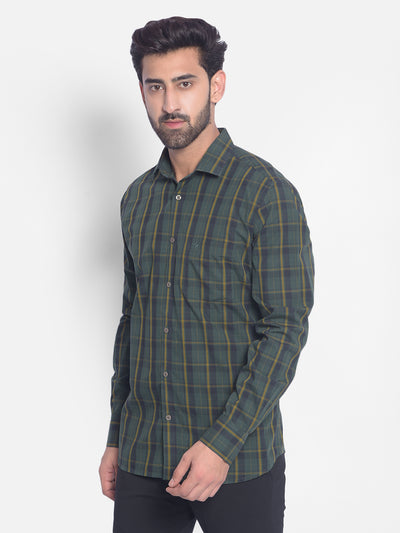 Olive Checked Shirt-Men Shirts-Crimsoune Club