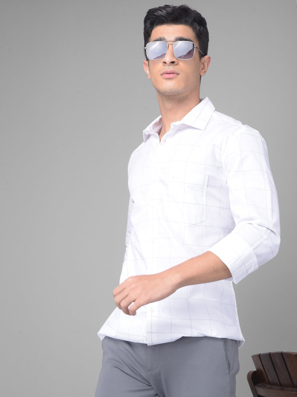 White Checked Shirt-Men Shirts-Crimsoune Club