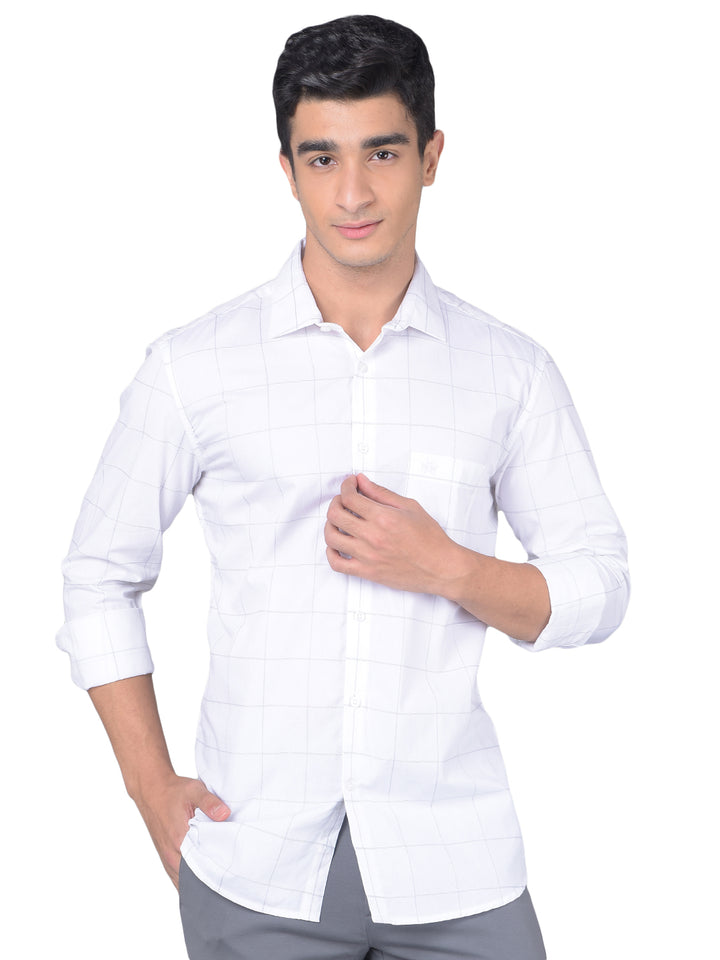 White Checked Shirt-Men Shirts-Crimsoune Club
