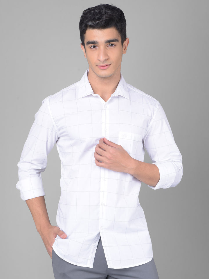 White Checked Shirt-Men Shirts-Crimsoune Club