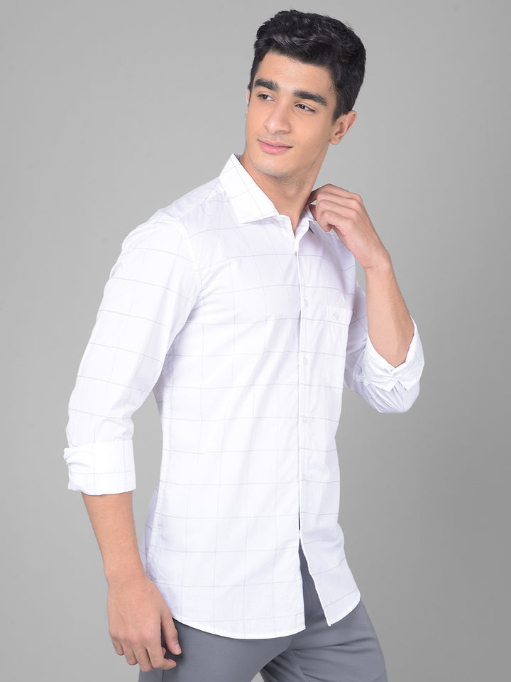 White Checked Shirt-Men Shirts-Crimsoune Club