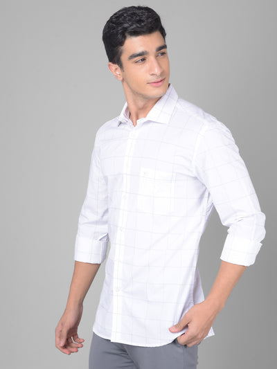 White Checked Shirt-Men Shirts-Crimsoune Club