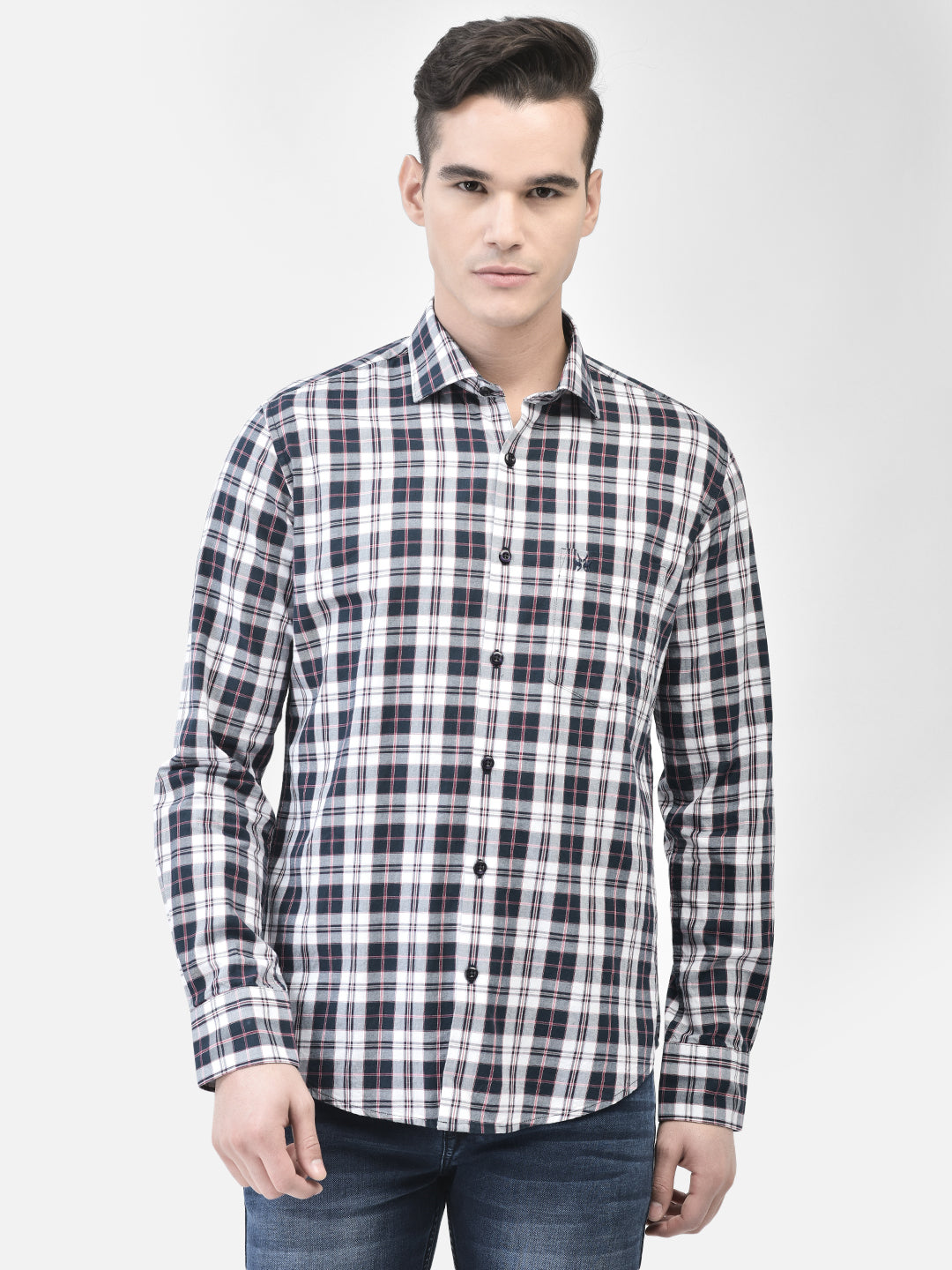 White Checked Shirt-Men Shirts-Crimsoune Club