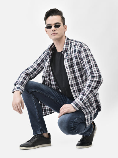 White Checked Shirt-Men Shirts-Crimsoune Club