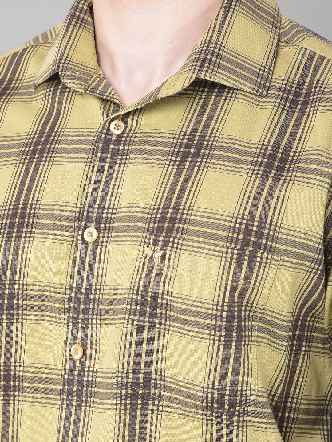 Olive Checked Shirt-Men Shirts-Crimsoune Club