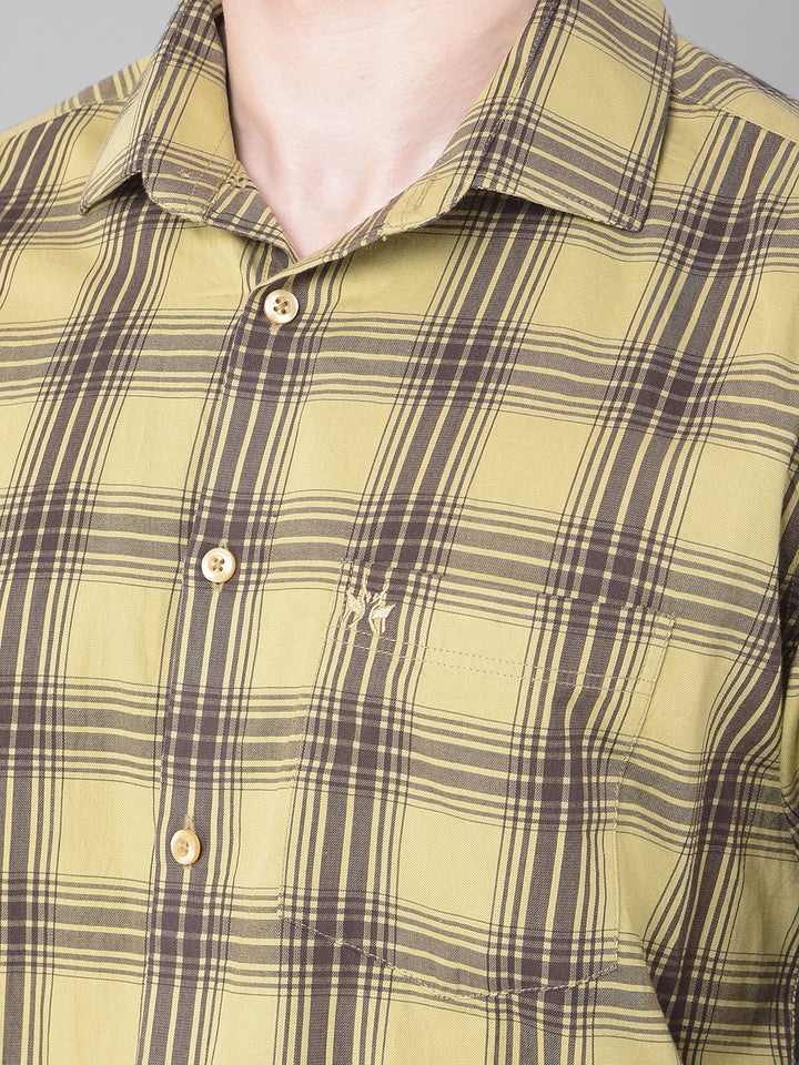 Olive Checked Shirt-Men Shirts-Crimsoune Club